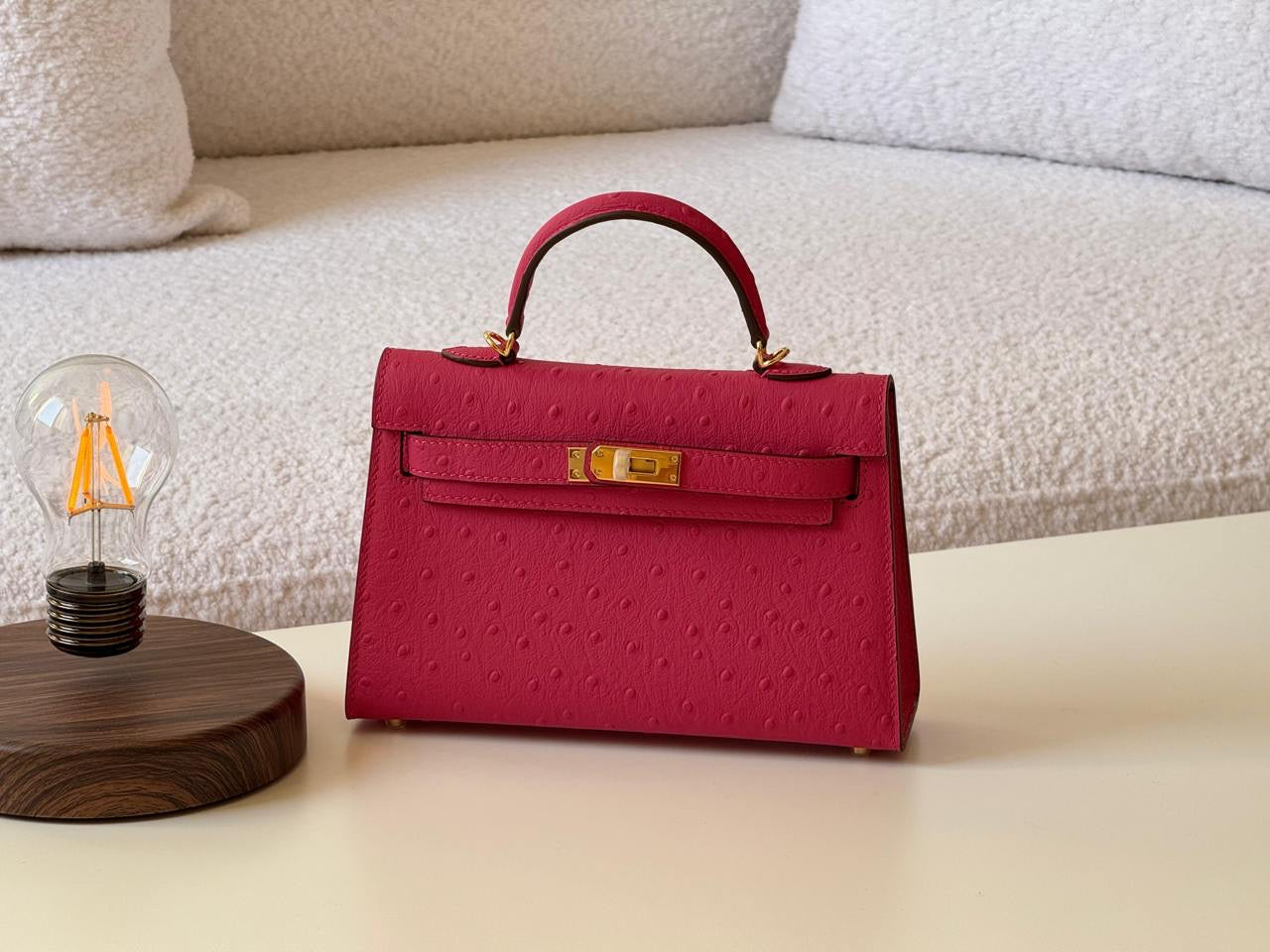 Hermes Mini Kelly Ostrich Sling Bag 4 colors
