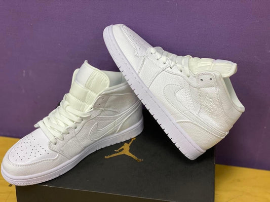 Jordan 1 Mid Triple white
