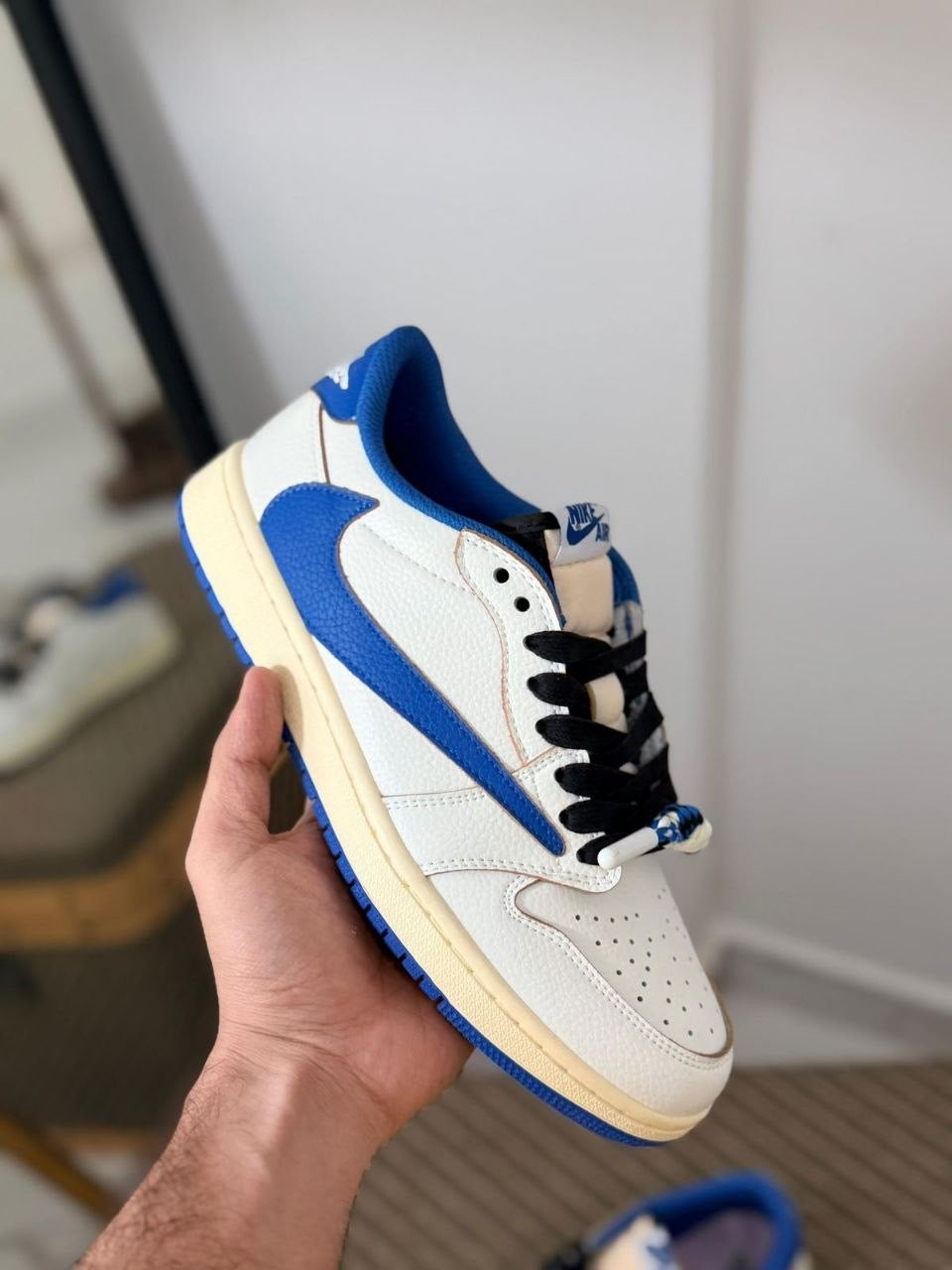 Nike Jordan 1 Retro Low OG SP Fragment x Travis Scott "Sail Military Blue" sneakers.VIP Quality