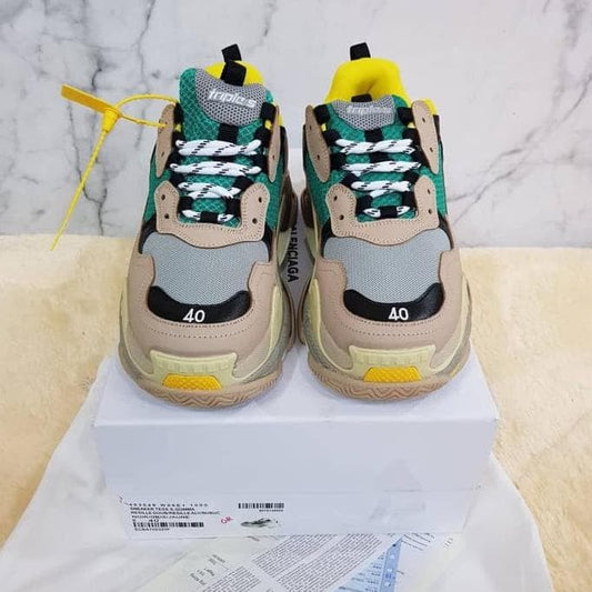 Balenciaga Triple S Green Yellow Shoes