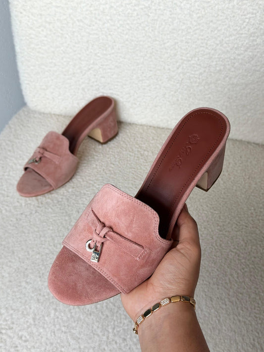 Loro Piana Open-Toe Block Heels - Pink