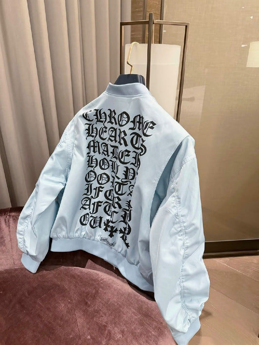 Chrome Hearts Graphic Bomber Jacket - Light Blue
