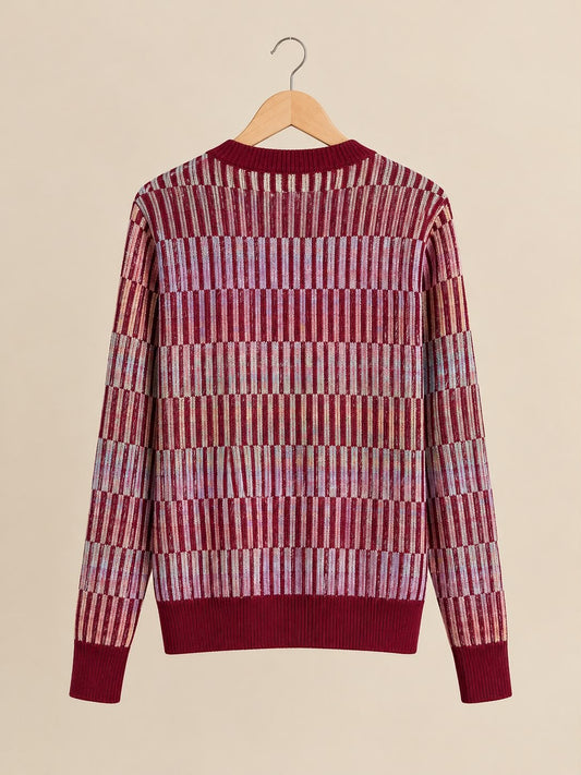 Chanel Geometric Pattern Cardigan - Burgundy