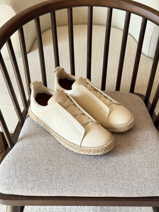 Zegna Espadrille Elastic-Panel Sneakers - White