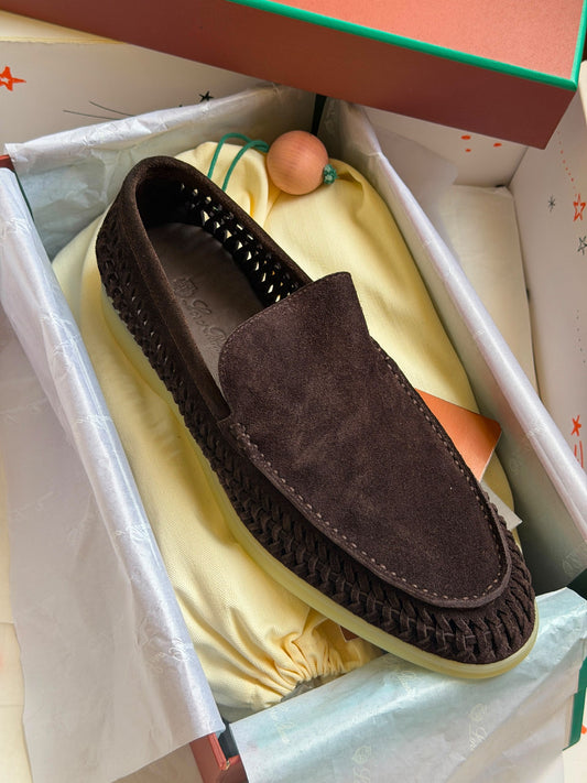 Loro Piana Woven-Edge Loafers - Brown