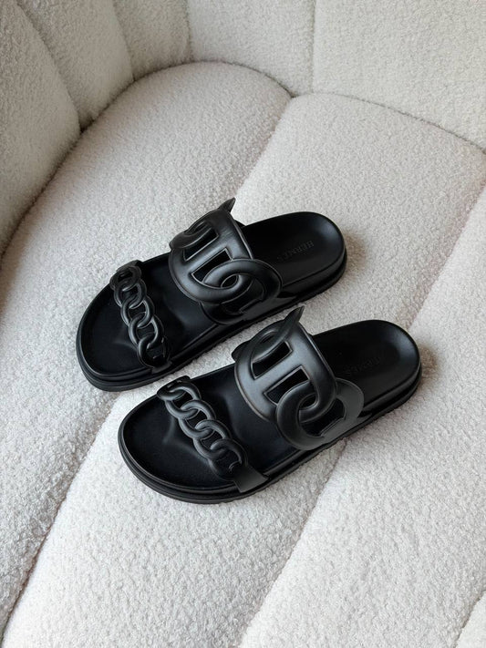 Hermes Slipper - Black