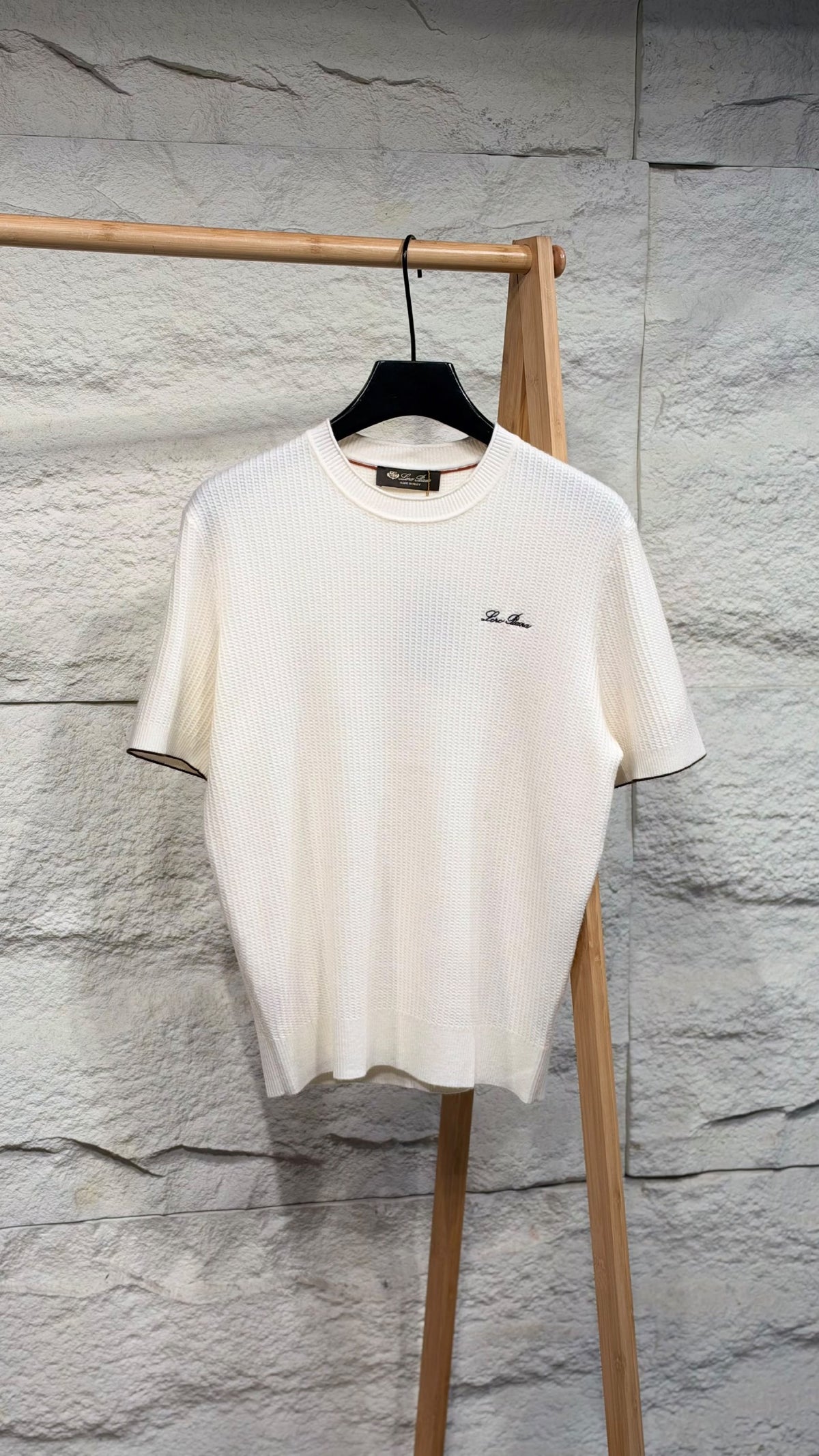 Loro Piana Knitted T-Shirt - Navy, Brown, Grey, White
