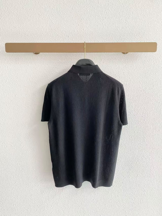 Loro Piana Ribbed Polo Shirt - Black