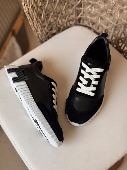 Hermes Overlay Sneakers - Black