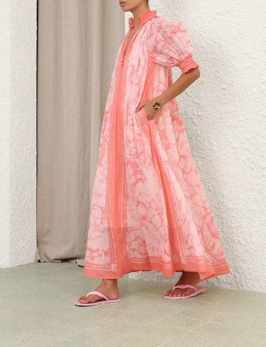 Zimmermann Dress Puff Sleeve - Pink