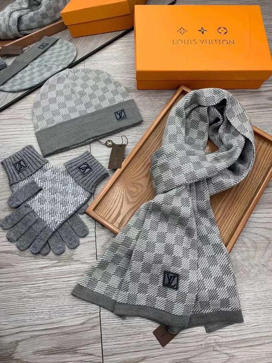 Louis Vuitton Scarf & Beanie Houndstooth - Grey, Dark Grey
