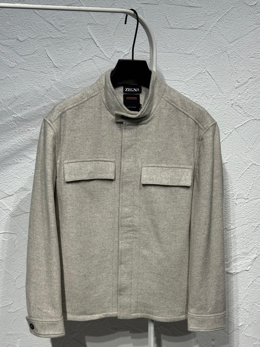 Zegna High-Collar Pocket Jacket - Beige, Brown, Navy
