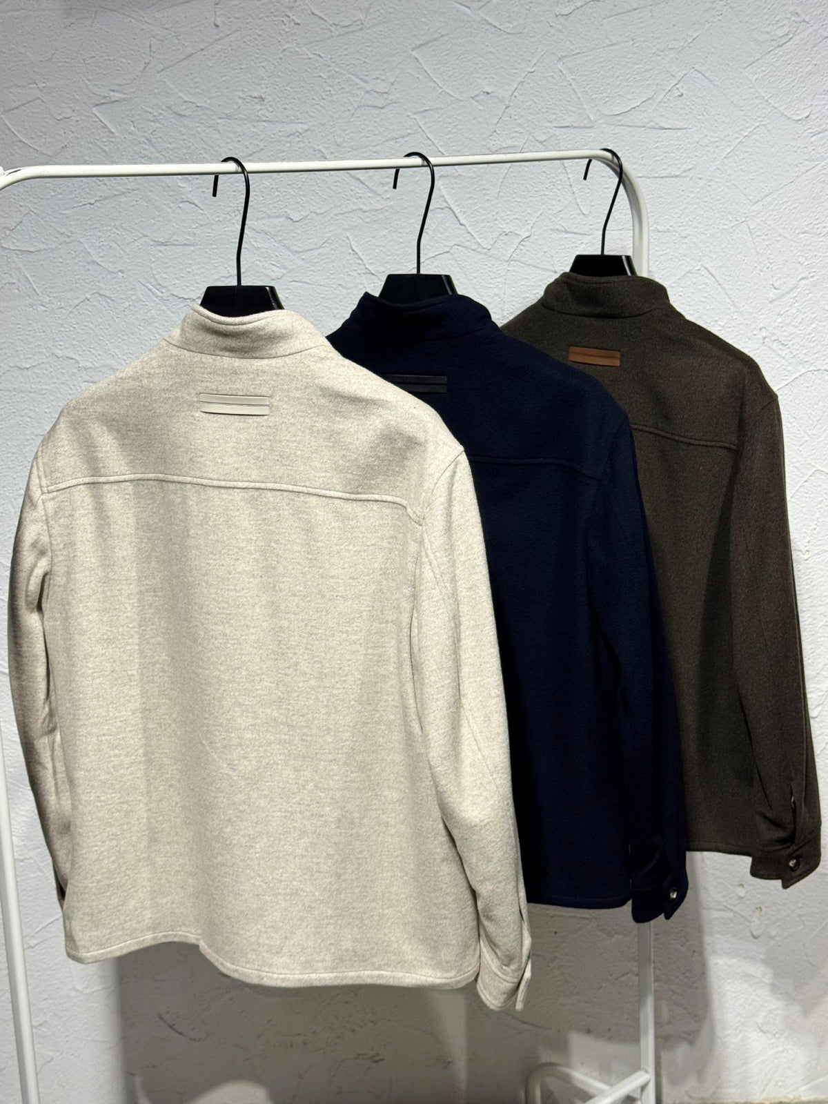 Zegna High-Collar Pocket Jacket - Beige, Brown, Navy