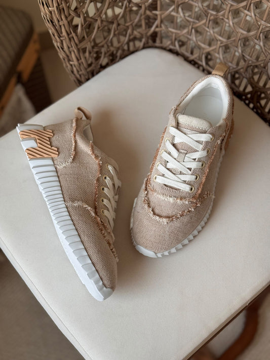 Hermes Fringe-Edge Sneakers - Beige