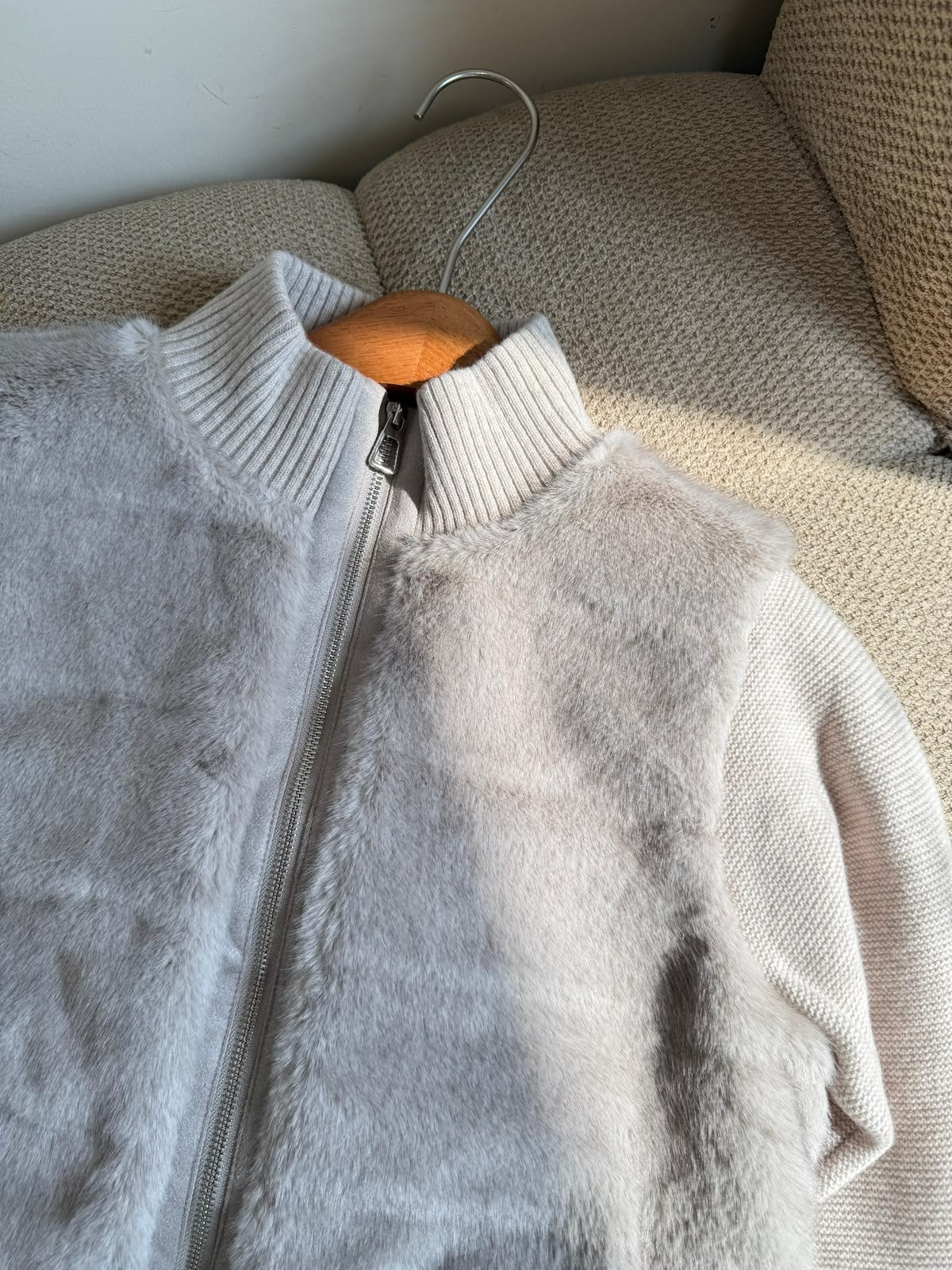 Brunello Cucinelli Ribbed-Sleeve Jacket - Grey