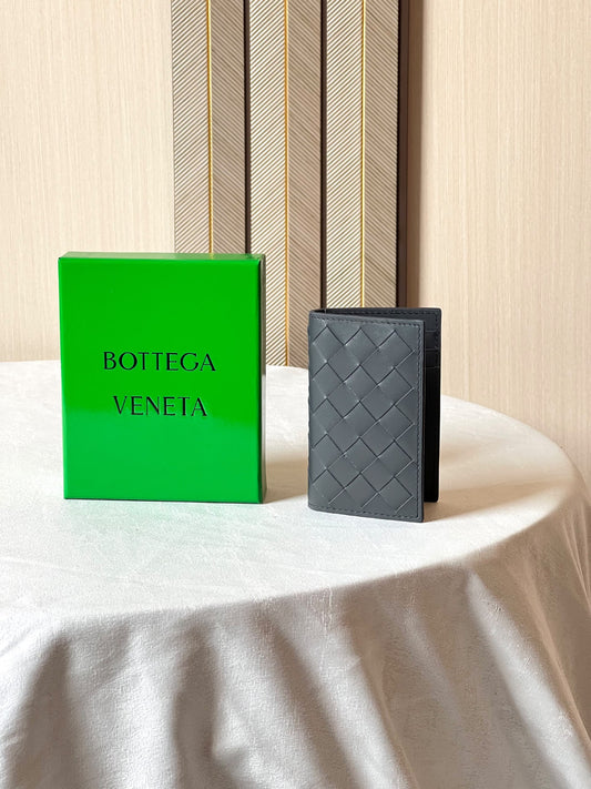 Bottega Veneta Woven Card Holder - Dark Grey