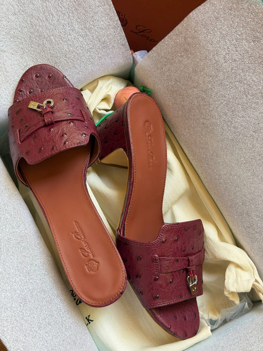 Loro Piana Heels - Burgundy Embossed