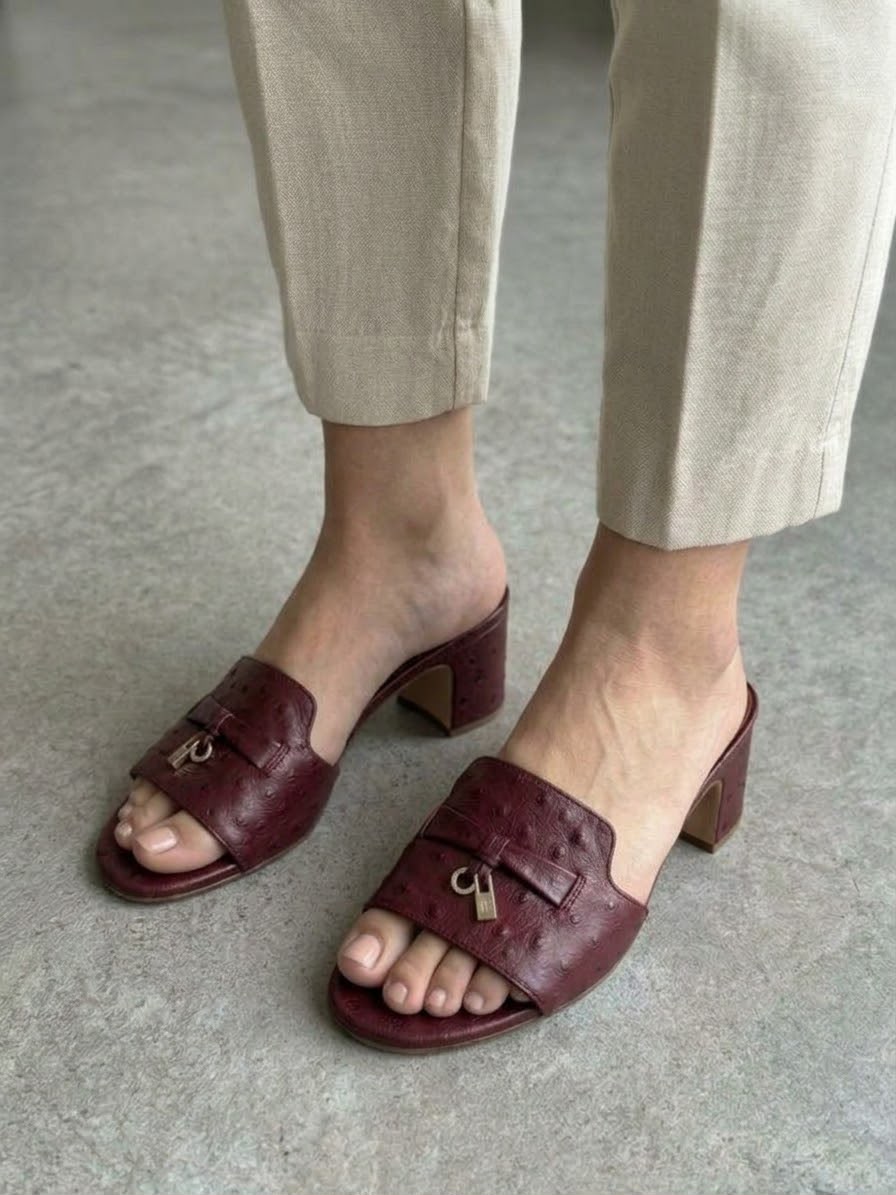 Loro Piana Heels - Burgundy Embossed