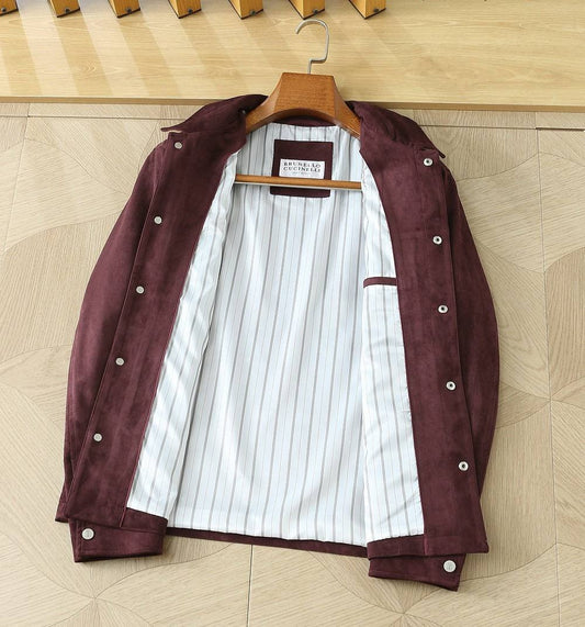 Brunello Cucinelli Suede Jacket - Burgundy Suede
