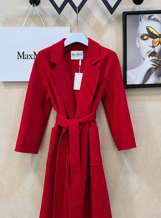 Max Mara Belted Wrap Coat - Red
