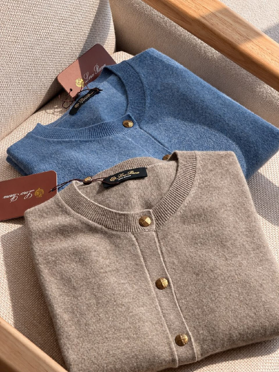 Loro Piana Cardigan - Beige, Light Blue