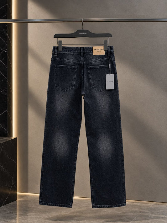 Balenciaga Logo Print Jeans Pants - Black
