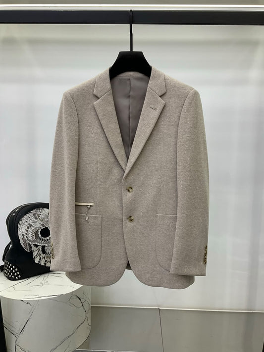 Zegna Herringbone Blazer - Beige, Brown