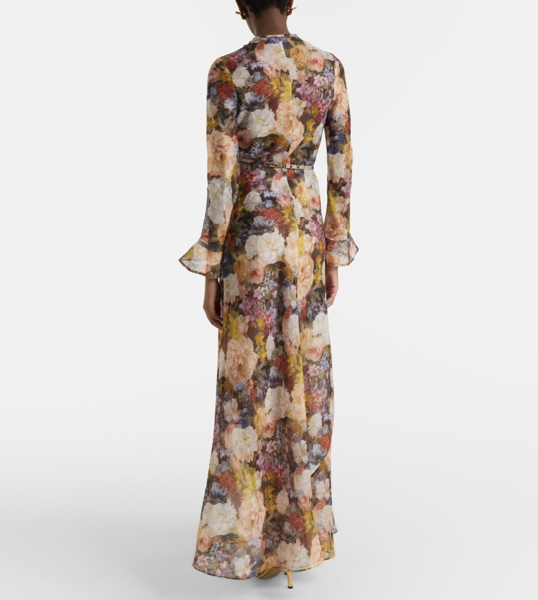 Zimmermann Belted Ruffle-Cuff Dress - Multi