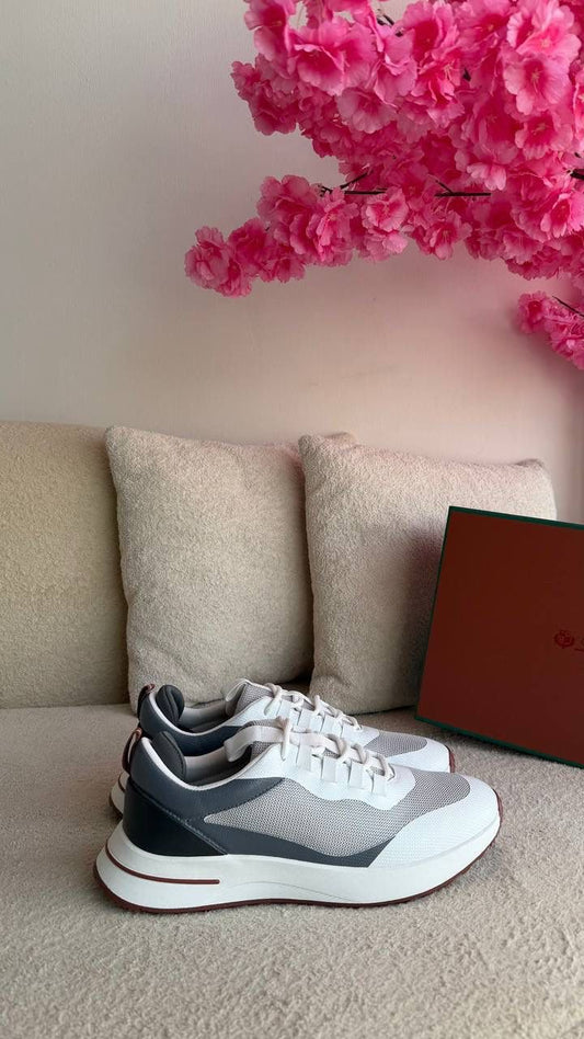 Loro Piana Week End Walk Sneakers - Grey & White