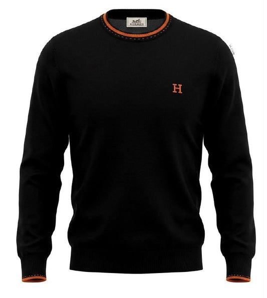 Hermès Sweater Contrast Trim - Black, White, Navy