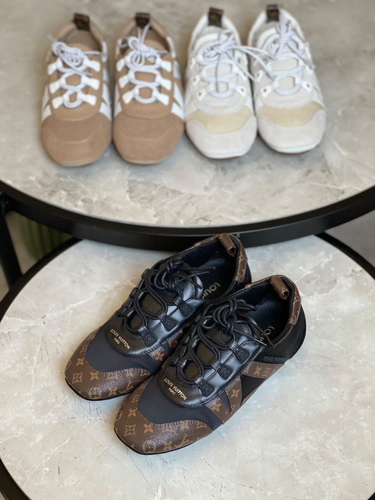 Louis Vuitton Panelled Sneakers - Black & Brown Monogram