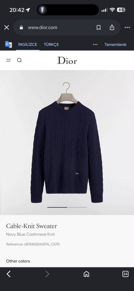 Dior Cable-Knit Sweater - Navy