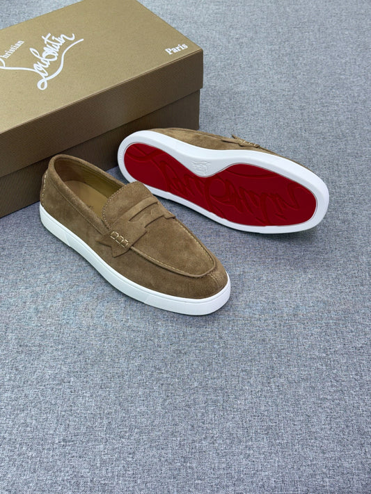 Christian Louboutin Chain-Detail Loafers - Beige Suede