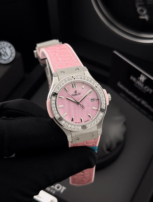 Hublot Watch Pink Crocodile Strap -