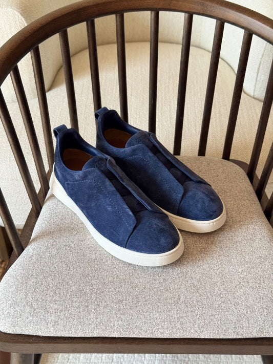 Zegna Low-Top Panel Sneakers - Navy