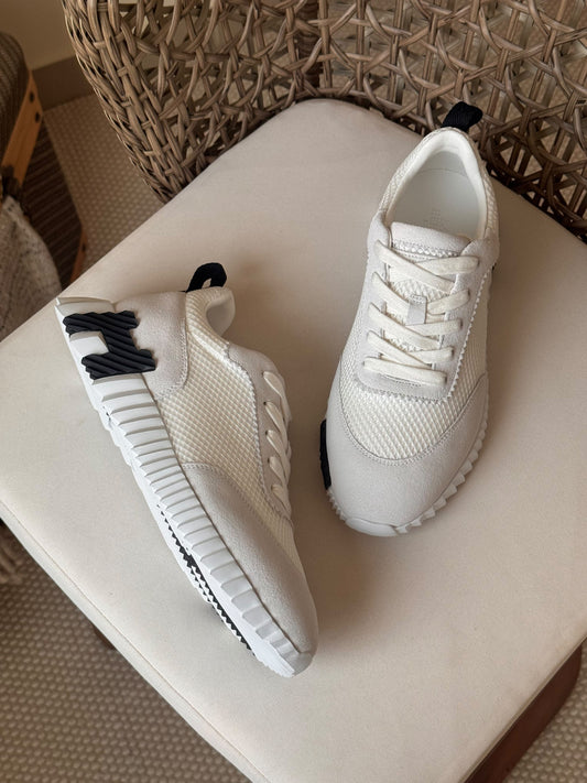 Hermes Panelled Sneakers - Grey & White