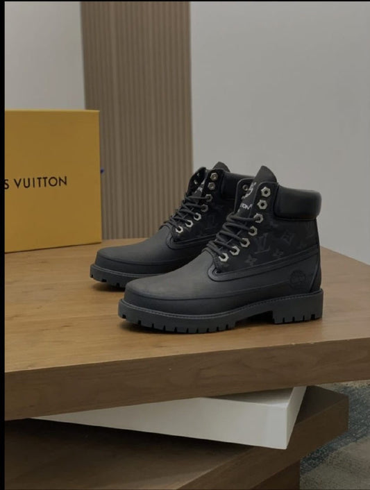Louis Vuitton Lace-Up Boots - Black Monogram