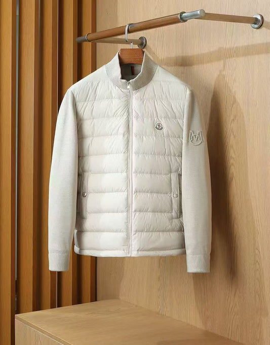 Moncler Knit-Sleeve Jacket - White, Black, Navy
