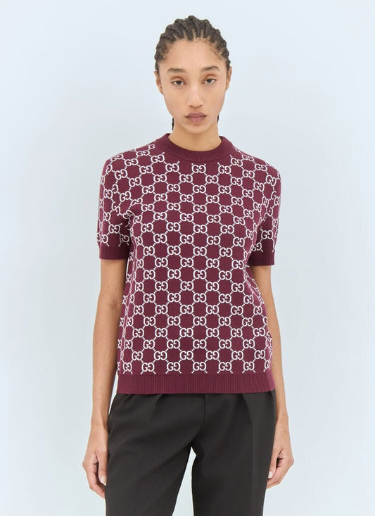 Gucci Knitted T-Shirt - Burgundy Monogram