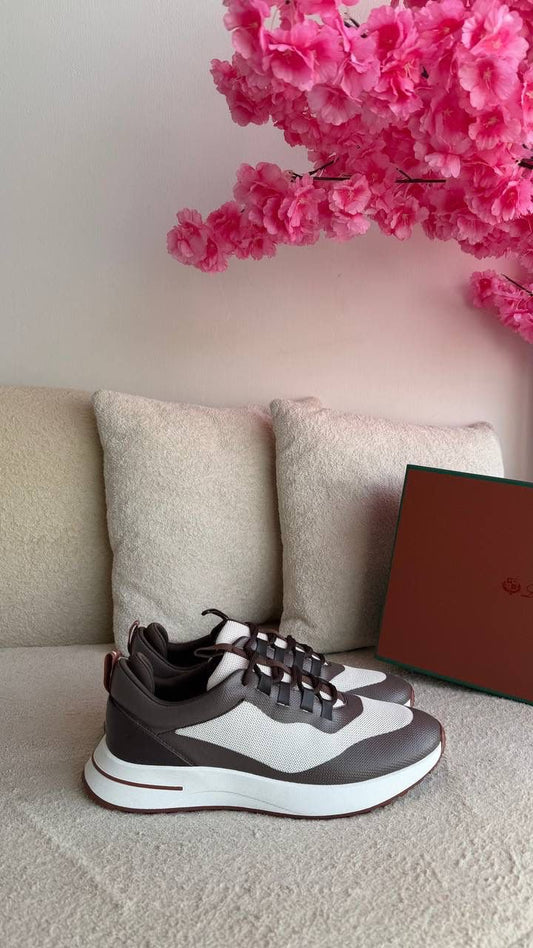 Loro Piana Week End Walk Sneakers - Brown & White