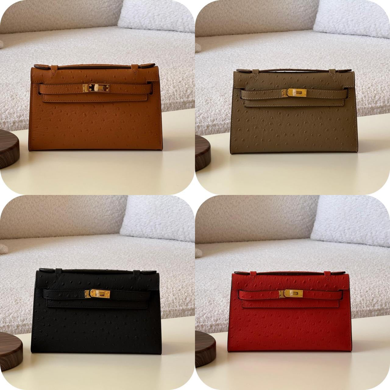 Hermes Pochette Ostrich Sling Bag 4 colors