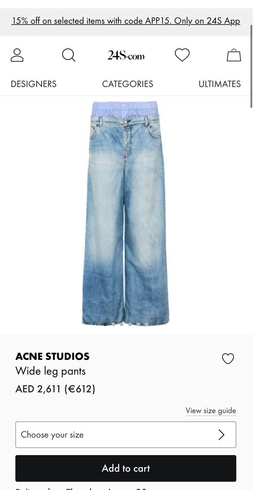 Acne Studios Wide Leg Jeans Pants