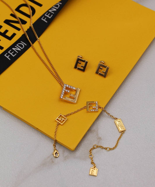Fendi Necklace ,Earrings & Bracelet