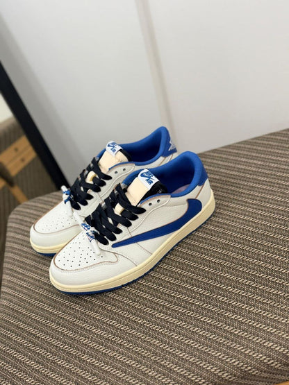Nike Jordan 1 Retro Low OG SP Fragment x Travis Scott "Sail Military Blue" sneakers.VIP Quality