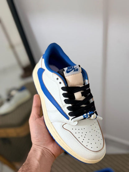 Nike Jordan 1 Retro Low OG SP Fragment x Travis Scott "Sail Military Blue" sneakers.VIP Quality