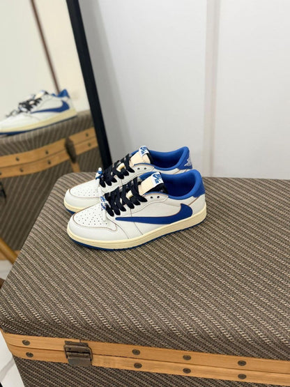 Nike Jordan 1 Retro Low OG SP Fragment x Travis Scott "Sail Military Blue" sneakers.VIP Quality