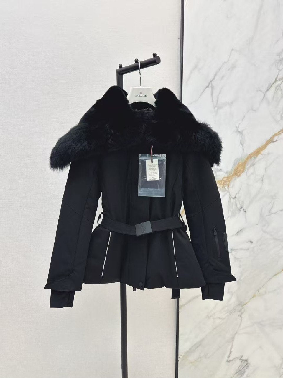 Moncler Belted Jacket - Black, Light Blue, Beige, White, Pink
