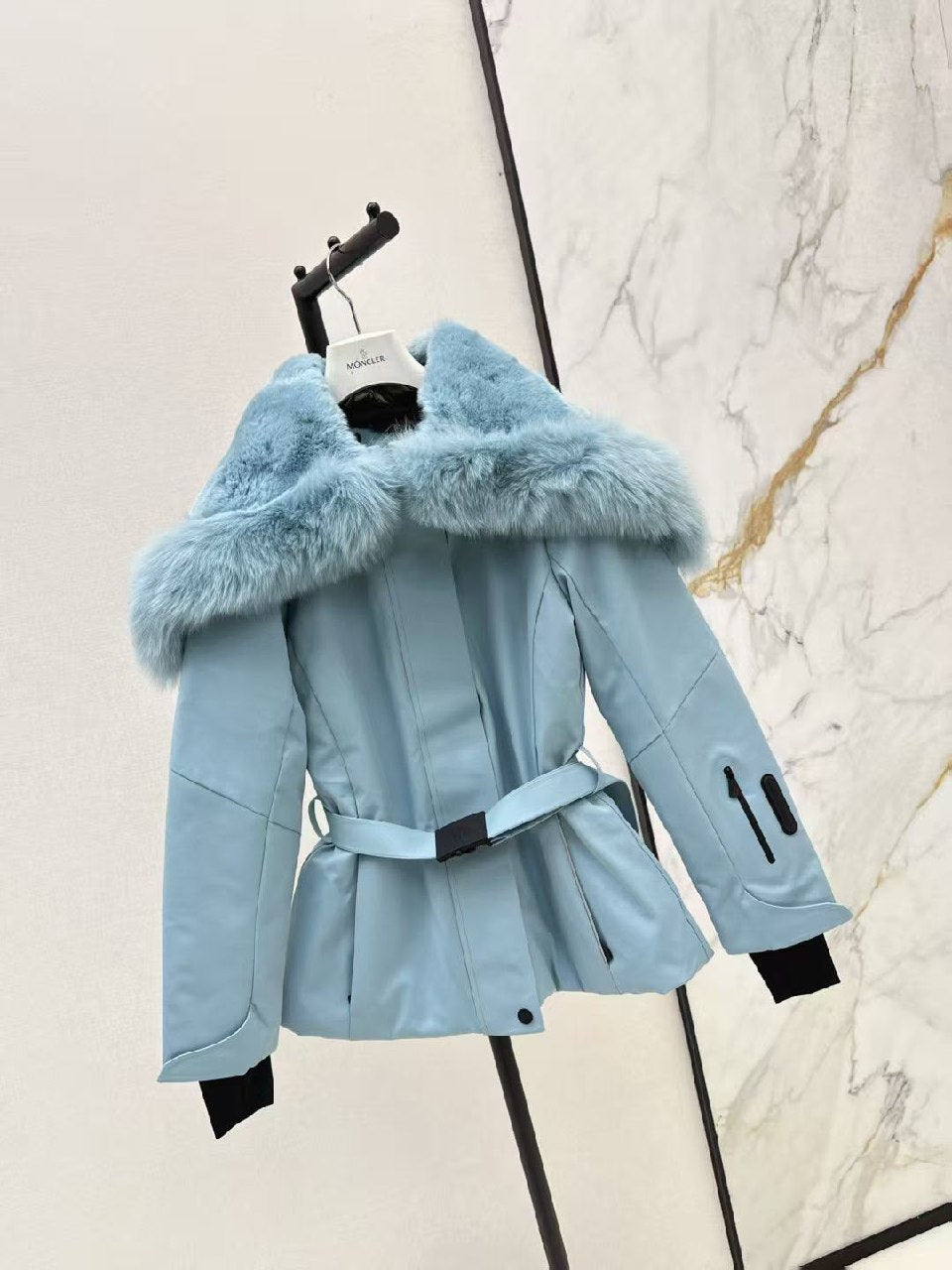 Moncler Belted Jacket - Black, Light Blue, Beige, White, Pink