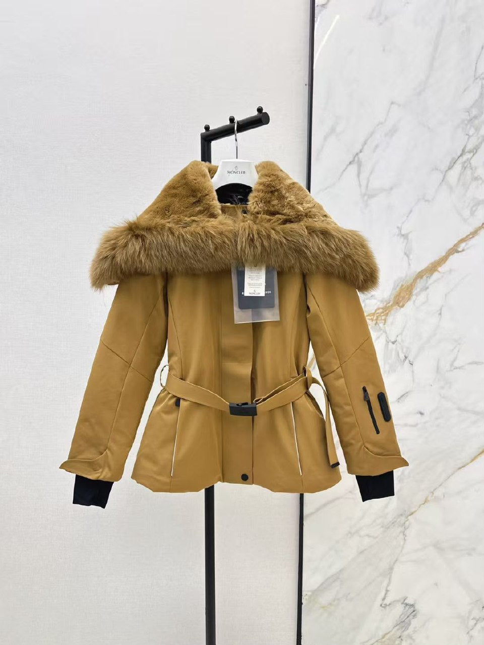 Moncler Belted Jacket - Black, Light Blue, Beige, White, Pink