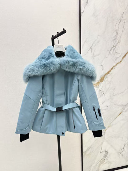 Moncler Belted Jacket - Black, Light Blue, Beige, White, Pink